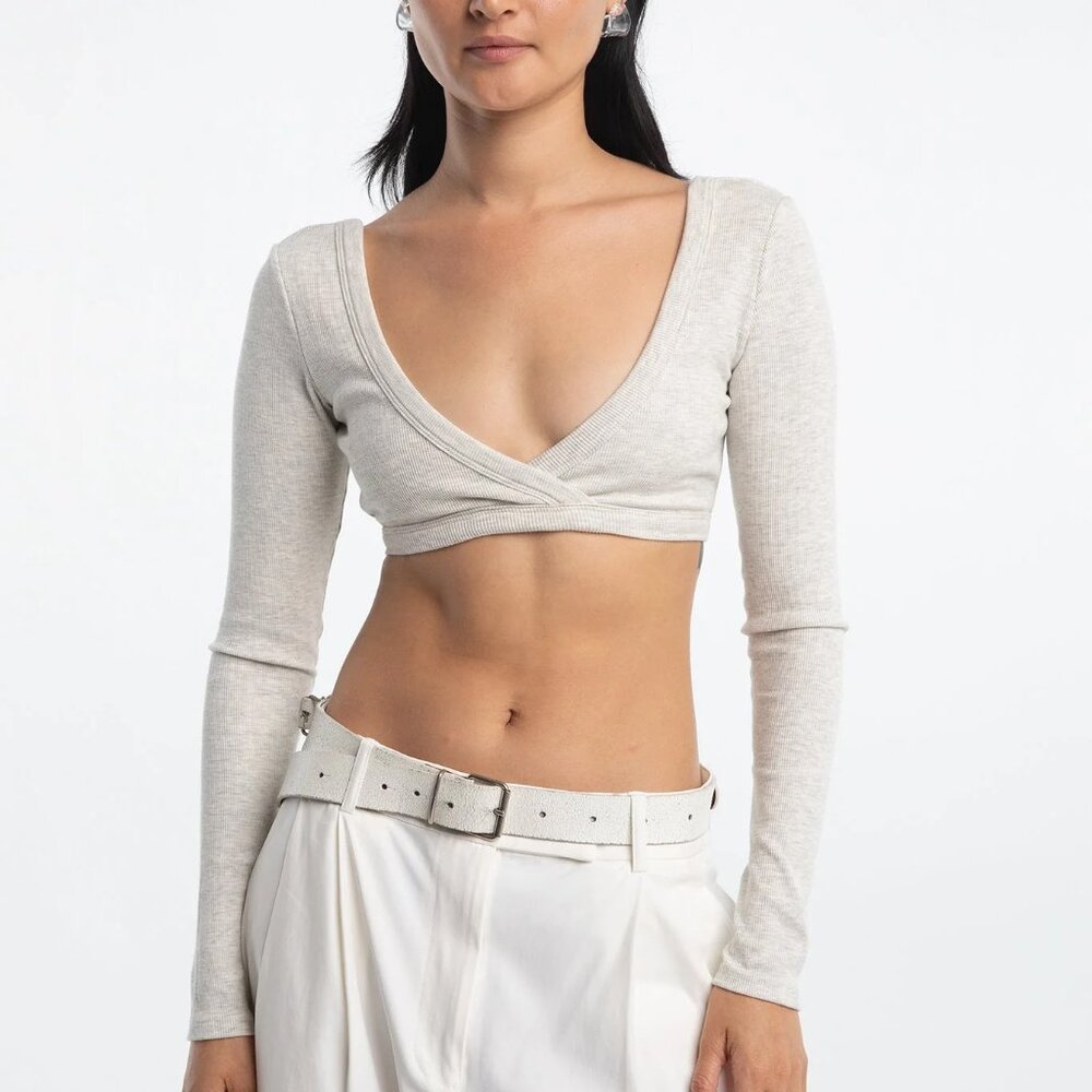 The Line by K Hinata Bra Top Light Heather Gray Size XS S